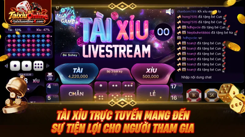 Tài Xỉu trực tuyến mang đến sự tiện lợi cho người tham gia